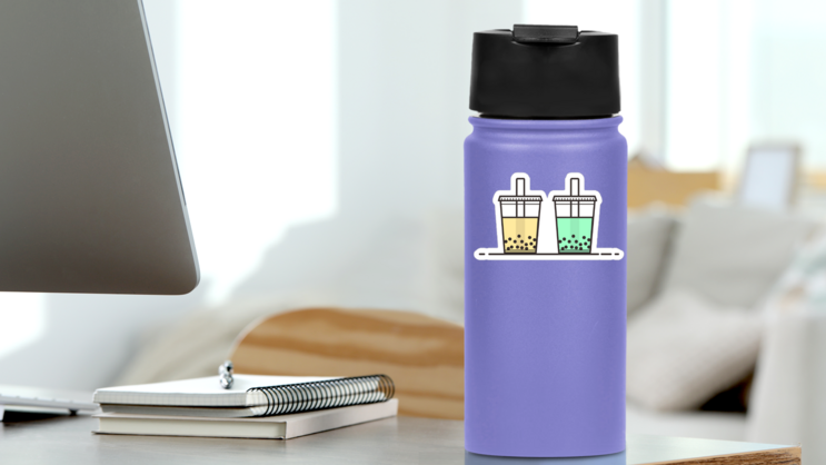 Cute Bubble Tea Sticker on a Water Bottle (New) example