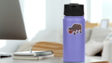 Cute Buffalo Vector Sticker on a Water Bottle (New) example