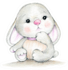 Cute Bunny Baby Illustration Sticker