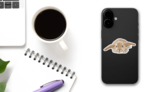 Cute Bunny Isolated On Background Sticker on a Phone (New) example