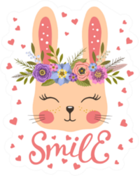 Cute Bunny With Floral Wreath Sticker