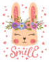 Cute Bunny With Floral Wreath Sticker