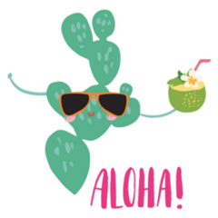 Cute Cactus With Coconut Cocktail Aloha Sticker