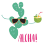 Cute Cactus With Coconut Cocktail Aloha Sticker