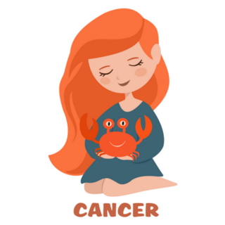 Cute Cancer Zodiac Girl With A Crab Sticker