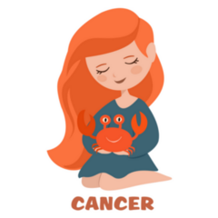 Cute Cancer Zodiac Girl With A Crab Sticker