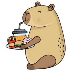 Cute Capybara With Fast Food Sticker