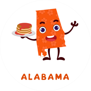 Cute Cartoon Alabama State Character With Pancakes Sticker