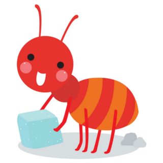 Cute Cartoon Ant With Ice Cube Sticker