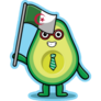 Cute Cartoon Avocado Algeria Country Flag Sticker