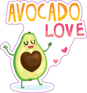 Cute Cartoon Avocado And Hearts Sticker