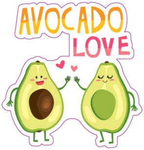 Cute Cartoon Avocados, Valentines Day Sticker