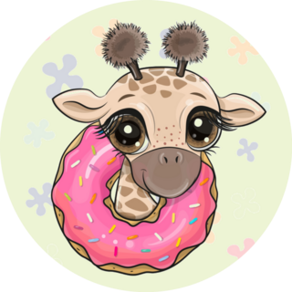 Cute Cartoon Baby Giraffe In A Pink Donut Sticker