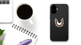 Cute Cartoon Bat Illustration Sticker on a Phone (New) example