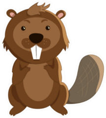 Cute Cartoon Beaver In Flat Style Sticker