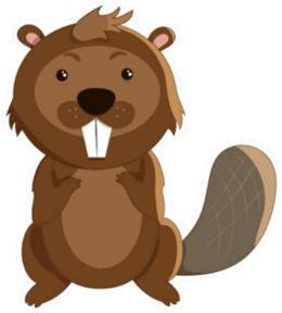Cute Cartoon Beaver In Flat Style Sticker