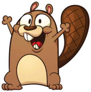 Cute Cartoon Beaver With Hands Raised Sticker
