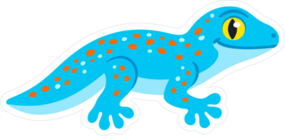 Cute Cartoon Blue Gecko Sticker
