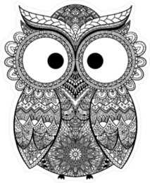 Cute Cartoon Boho Owl with Big Eyes Sticker