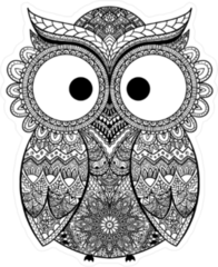 Cute Cartoon Boho Owl with Big Eyes Sticker