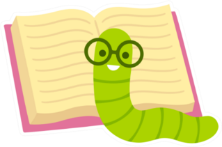 Cute Cartoon Bookworm With Glasses Sticker