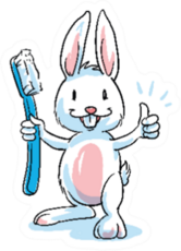 Cute Cartoon Bunny Holding A Toothbrush Sticker