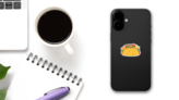 Cute Cartoon Cat Taco Sticker on a Phone (New) example