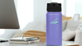 Cute Cartoon Character Blue Walrus Sticker on a Water Bottle (New) example