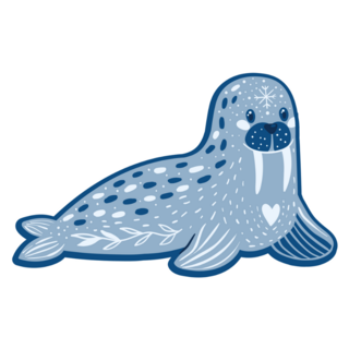 Cute Cartoon Character Blue Walrus Sticker