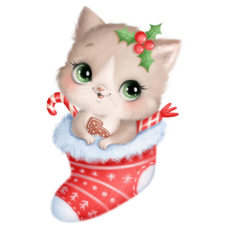 Cute Cartoon Christmas Cat Winter Sticker