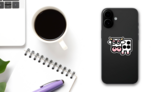 Cute Cartoon Cow With Spots Sticker on a Phone (New) example