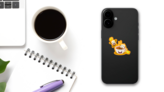 Cute Cartoon Cup Of Tea With Happy Tea Bags Sticker on a Phone (New) example