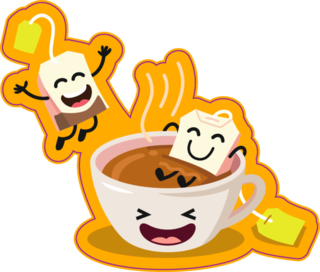 Cute Cartoon Cup Of Tea With Happy Tea Bags Sticker