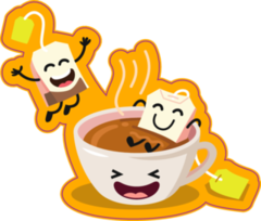 Cute Cartoon Cup Of Tea With Happy Tea Bags Sticker