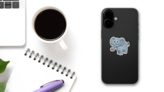 Cute Cartoon Elephant Sticker on a Phone (New) example