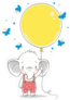 Cute Cartoon Elephant With Balloon Sticker