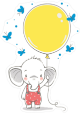 Cute Cartoon Elephant With Balloon Sticker