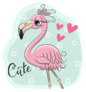 Cute Cartoon Flamingo On A Blue Background Sticker