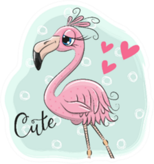 Cute Cartoon Flamingo On A Blue Background Sticker