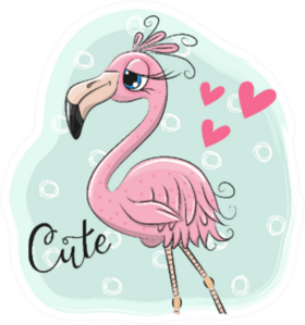Cute Cartoon Flamingo On A Blue Background Sticker