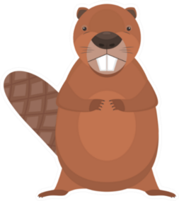 Cute Cartoon Flat Standing Beaver Sticker