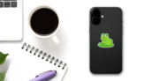Cute Cartoon Frog Butt Drawing Sticker on a Phone (New) example