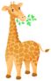 Cute Cartoon Giraffe Eats A Twig With Leaves Sticker