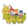 Cute Cartoon Gnomes Are Sitting On A Caterpillar Sticker