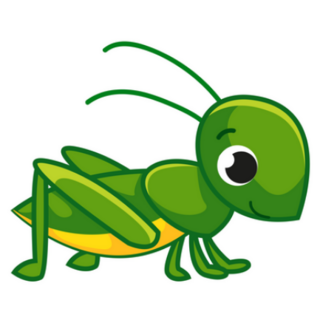 Cute Cartoon Green Grasshopper, Smiles, Small Insect Sticker