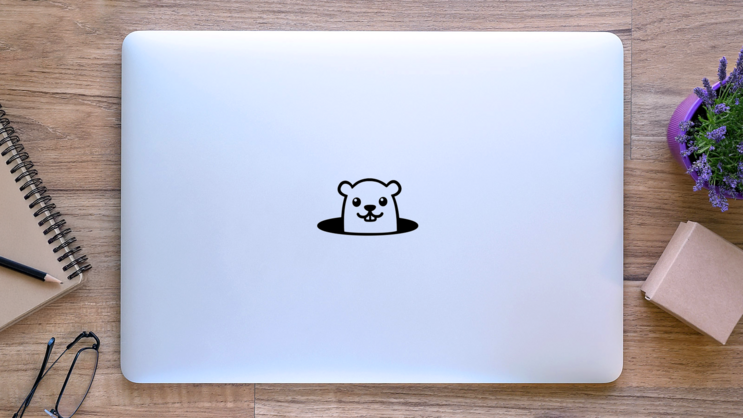 Cute Cartoon Groundhog Day Illustration Sticker on a Laptop (New) example