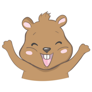 Cute Cartoon Groundhog Rosy Cheeks Illustration Sticker