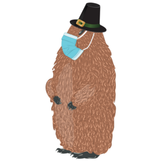 Cute Cartoon Groundhog Wears A Disposable Mask Sticker