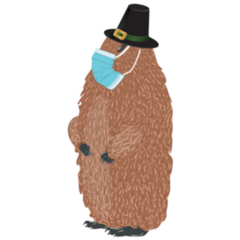 Cute Cartoon Groundhog Wears A Disposable Mask Sticker