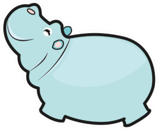 Cute Cartoon Hippo In Blue Sticker